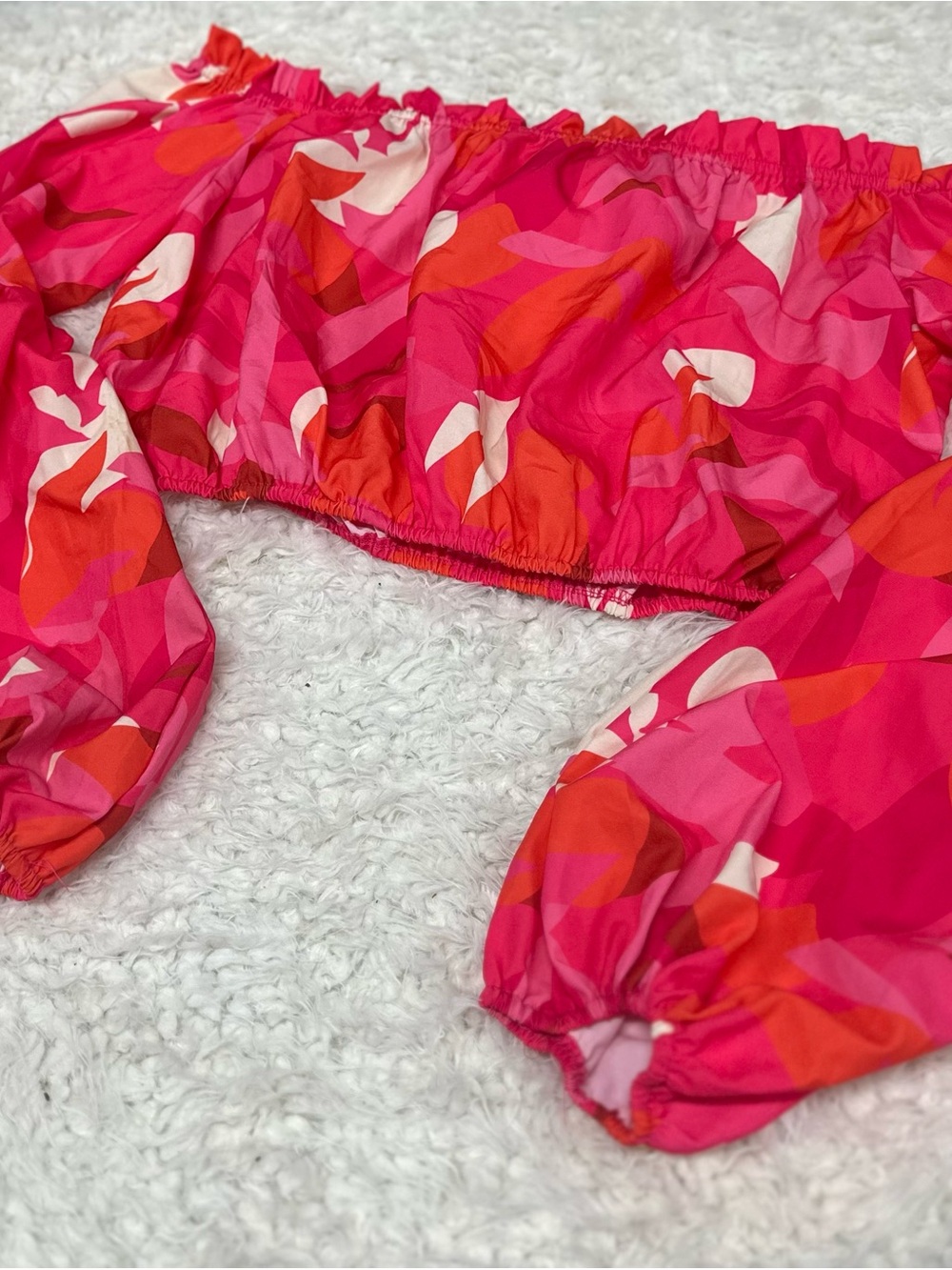 Bright Pink Off-Shoulder Crop Top NWT